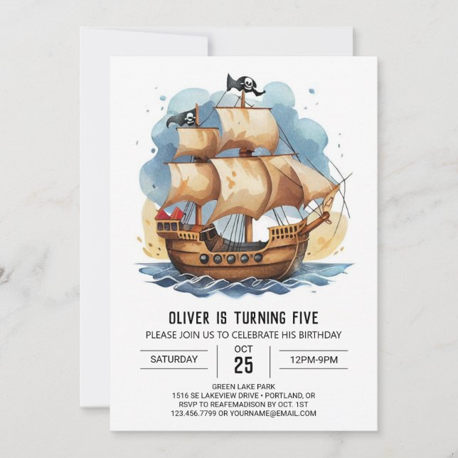Invitation Ahoy Kids Treasure Pirate Anniversaire (Devant)