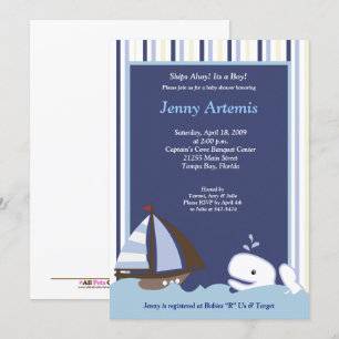 Invitation Ahoy Mate Baleine Baby shower nautique