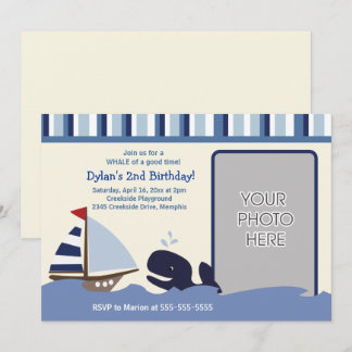 Invitation Ahoy Mate Voilier Marine Baleine Anniversaire Phot