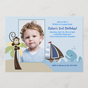 Invitation Ahoy Mate Whale *PHOTO* Anniversaire 5x7