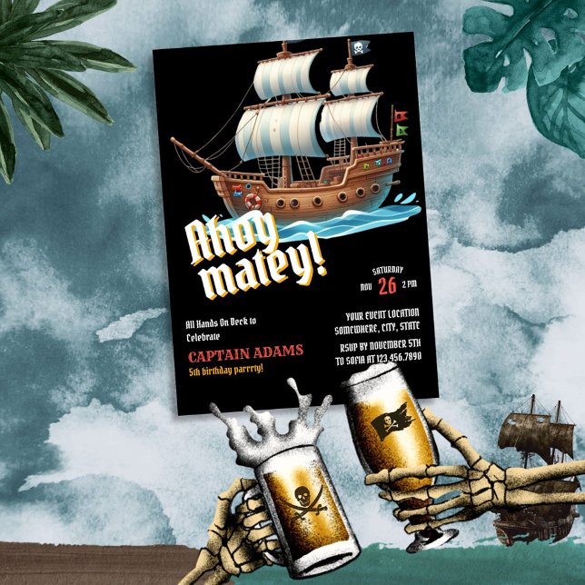 Invitation Ahoy Matey ! Anniversaire du navire pirate (Créateur téléchargé)