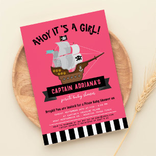 Invitation Ahoy Matey ! Baby shower fille pirate de bateau