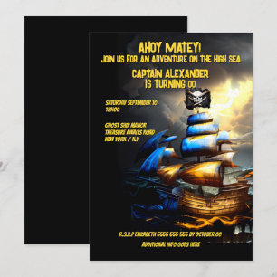Invitation Ahoy matey de jolly roger de bateau pirate