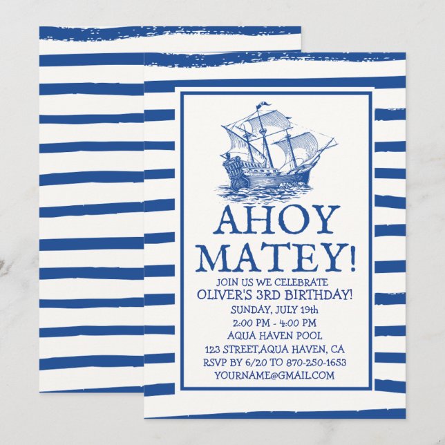 Invitation Ahoy Matey ! Naissance du navire pirate noir (Devant / Derrière)