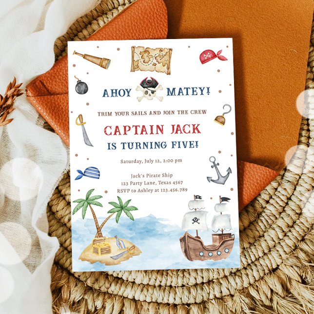 Invitation Ahoy Matey ! Navire pirate Trésor Garçon Anniversa (Créateur téléchargé)