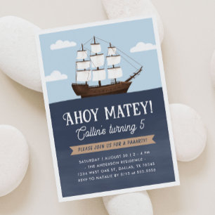 Invitation Ahoy Matey Pirate Boy Anniversaire