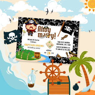 Invitation Ahoy Matey ! Pirate Boys Photo Anniversaire