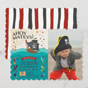 Invitation Ahoy Mateys Pirate Photo Anniversaire