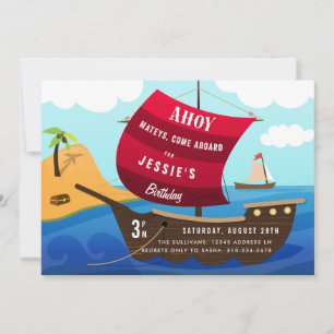Invitation Ahoy Mateys Pirate Ship Anniversaire de enfant Inv