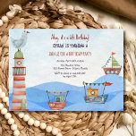 Invitation Ahoy Nautical kids aquarelle anniversaire Invitati<br><div class="desc">invitation d'anniversaire nautique aquarelle pour les garçons à tout âge,  modifiable.</div>