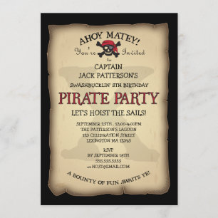 Invitation Ahoy Treasure Map Pirate Anniversaire Fête Invitat