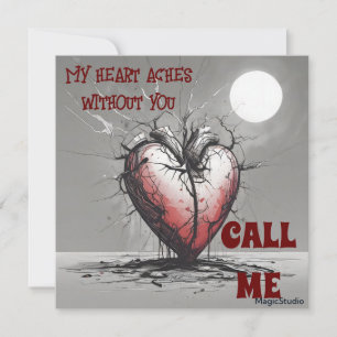 Invitation AI Téléchargeable My Heart Aches Call Me Card