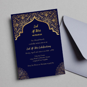 Invitation Aïd Moubarak Golden Mandala Navy