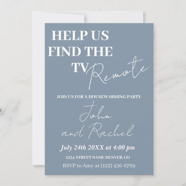 Invitation Aidez-nous à trouver la télécommande amusante fête (Devant)