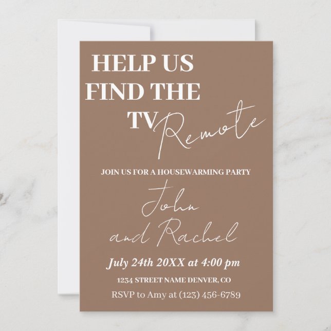Invitation Aidez-nous à trouver la télécommande amusante fête (Devant)