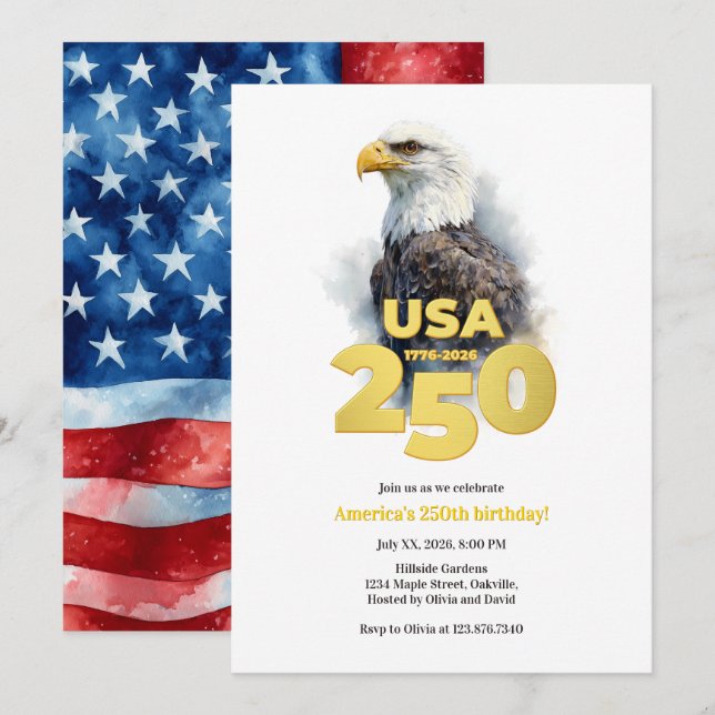 Invitation Aigle américain 250e anniversaire de l'Amérique (Devant / Derrière)