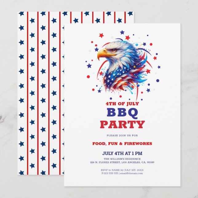 Invitation Aigle américain patriotique BBQ (Devant / Derrière)