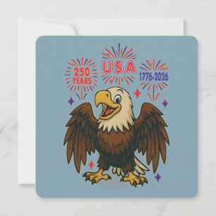 Invitation Aigle chauve avec feux d'artifice – États-Unis 250
