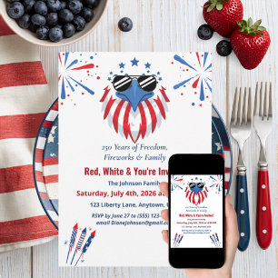 Invitation Aigle chauve patriotique Amérique 250e 14 juillet