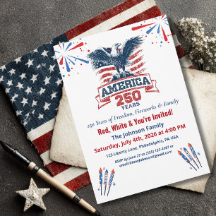 Invitation Aigle chauve patriotique Amérique 250e 4 juillet