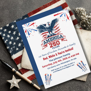 Invitation Aigle chauve patriotique Amérique 250e 4 juillet