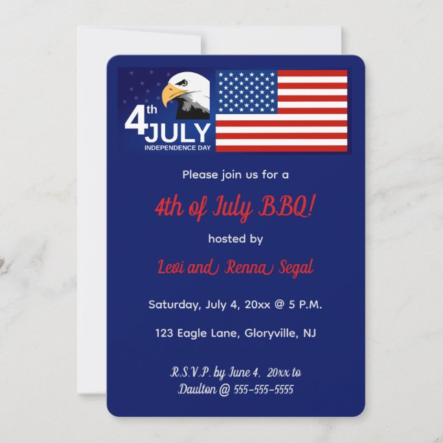 Invitation Aigle de célébration patriotique du 4 juillet modi (Devant)