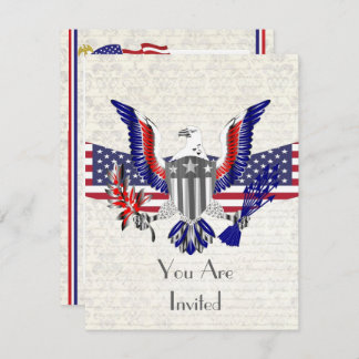 Invitation Aigle, drapeau et bouclier américain patriotique