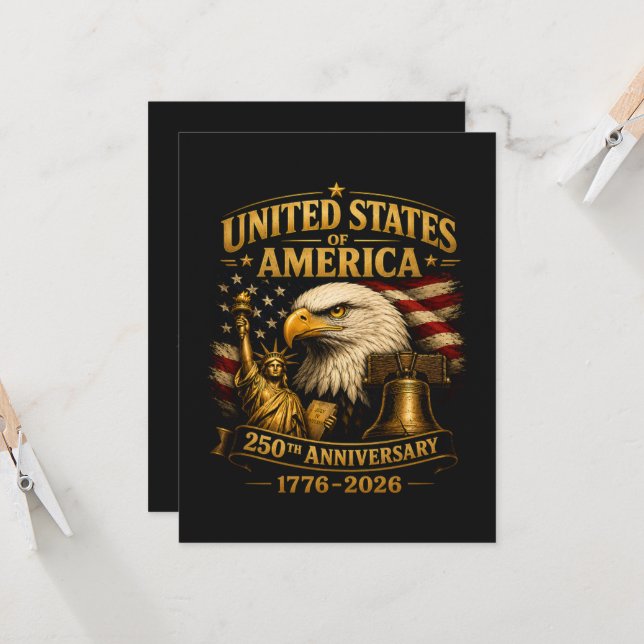 Invitation Aigle du 250e anniversaire des États-Unis d'Amériq (Devant/Arrière en situation)