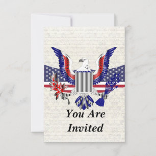 Invitation Aigle et drapeau patriotiques américains