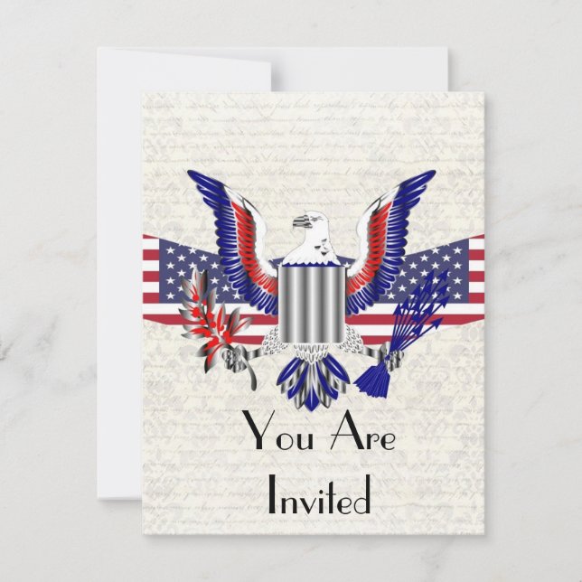 Invitation Aigle et drapeau patriotiques américains (Devant)