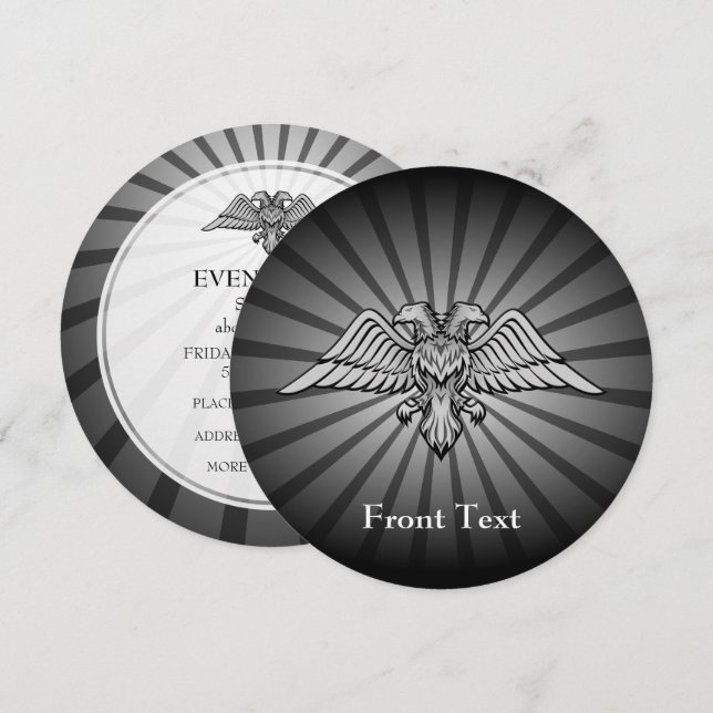 Invitation Aigle gris à deux têtes (Devant / Derrière)