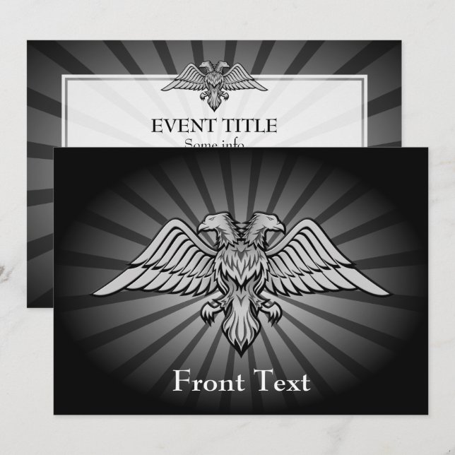 Invitation Aigle gris à deux têtes (Devant / Derrière)