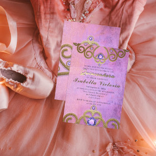Invitation Aiguille en or rose pourpre Bijoux Tiara Quinceañe