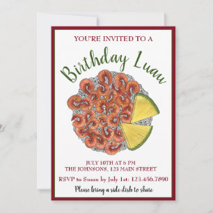 Invitation Ail crevettes ananas Hawaiian Island Food Luau