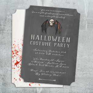 Invitation Ailes de chauve-souris vampire effrayantes crâne f