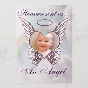 Invitation Ailes et coeur d'ange