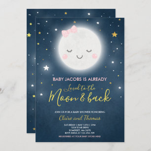 Invitation Aimé À L'Invitation De La Lune Et Du Baby shower D