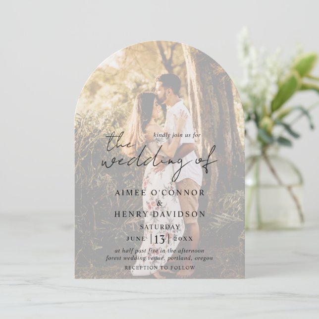 Invitation Aimee Rustic Script Mariage moderne (Debout devant)