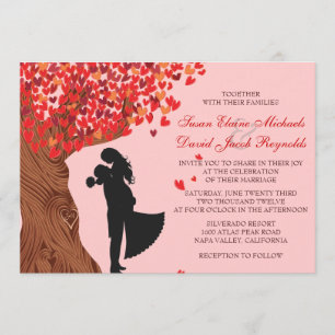 Invitation Aimer Couple Initials Mariage de automne de chêne