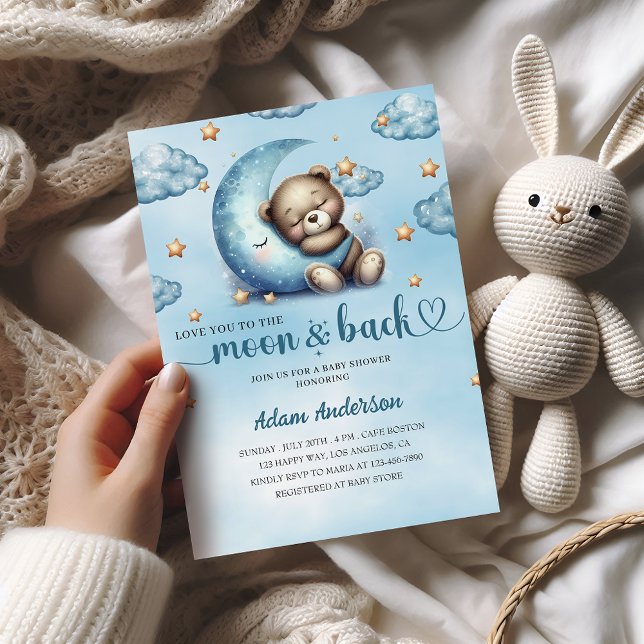 Invitation Aimez-vous à la Lune et à l'arrière - Baby shower (Créateur téléchargé)