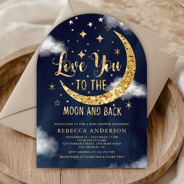 Invitation Aimez-vous à la Lune et le Baby shower de l'or du  (Créateur téléchargé)