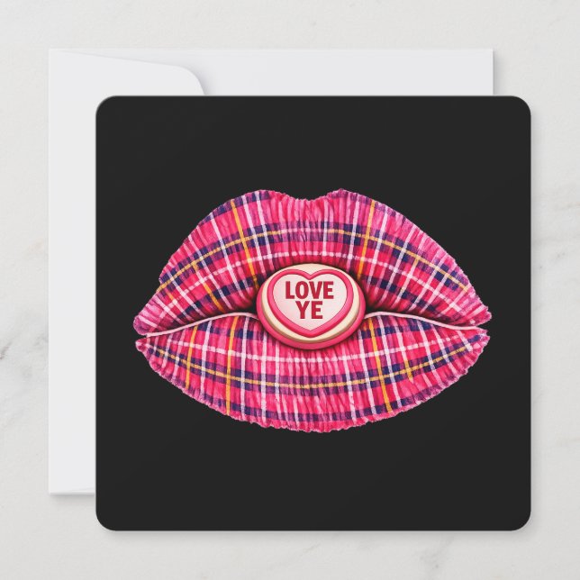Invitation Aimez-vous le baiser aux lèvres de tartan écossais (Devant)