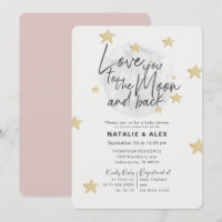 Aimez-vous Lune & Retour Fille Baby shower Invitat
