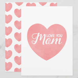 Invitation Aimez-vous maman texte, le coeur rose du jour de l