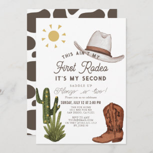 Invitation Ain't My First Rodeo Cowboy Western 2nd Birthday