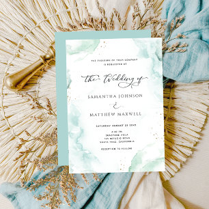 Invitation AirBlue Turquoise Aquarelle Mariage moderne