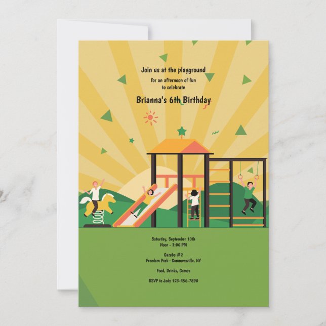 Invitation Aire de jeux journée ensoleillée (Devant)