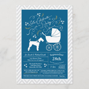 Invitation Airedale Terrier Chien Baby shower Blue Boy