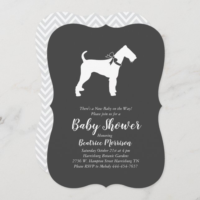 Invitation Airedale Terrier Chien Baby shower genre neutre (Devant / Derrière)