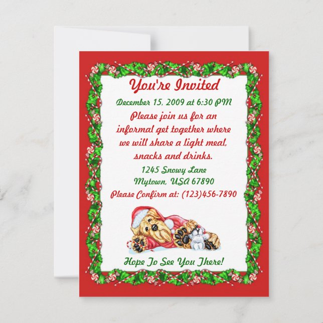 Invitation Airedale Terrier Noël en attente de Père Noël (Dos)